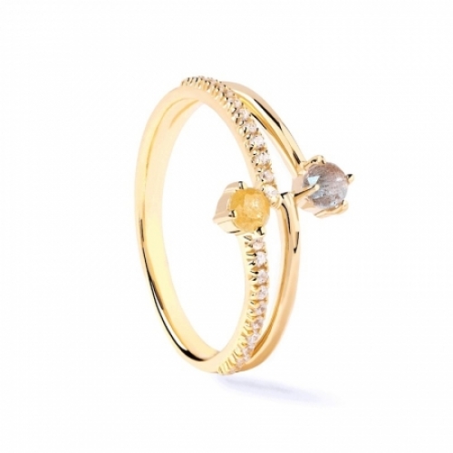 Женское кольцо из серебра 925 пробы с Swarovski Zirconia и лабрадоритом