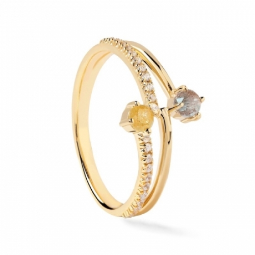 Женское кольцо из серебра 925 пробы с Swarovski Zirconia и лабрадоритом