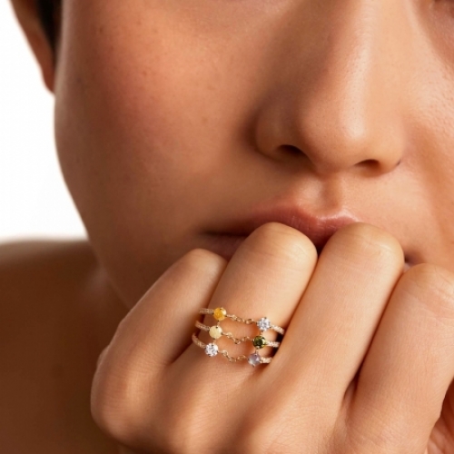 Женское кольцо из серебра 925 пробы с Swarovski Zirconia и лабрадоритом