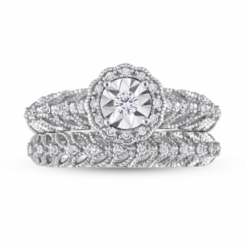 Комплект колец из серебра с бриллиантом