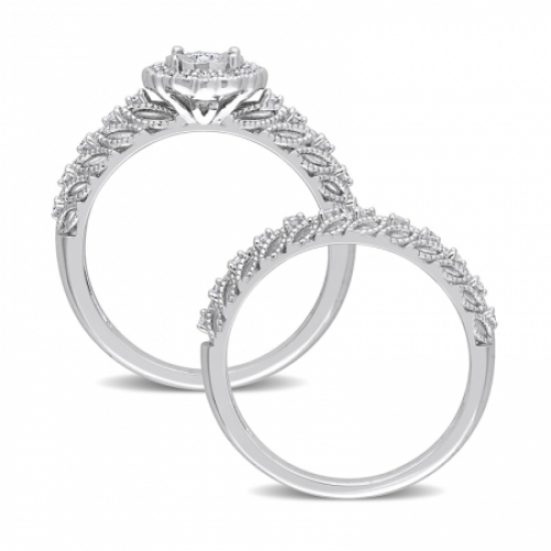 Комплект колец из серебра с бриллиантом