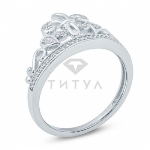 Кольцо в виде короны из серебра с бриллиантами