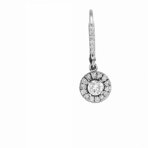 Серьги висячие из белого золота 585 пробы с бриллиантом