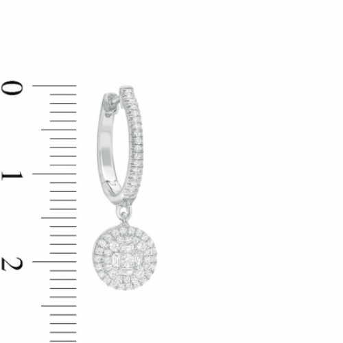 Серьги висячие из белого золота 585 пробы с бриллиантом