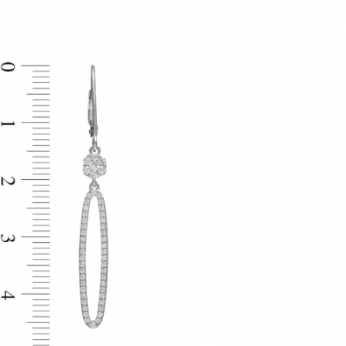 Серьги висячие из белого золота 585 пробы с бриллиантом