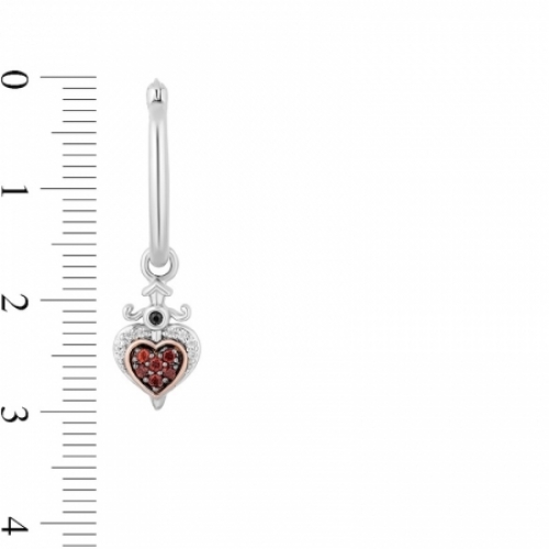 Серьги из серебра 925 пробы с гранатом и бриллиантами