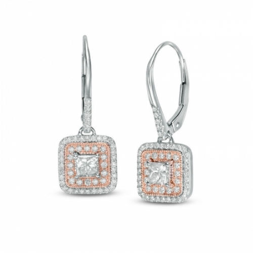 Серьги висячие из золота 585 пробы с бриллиантом