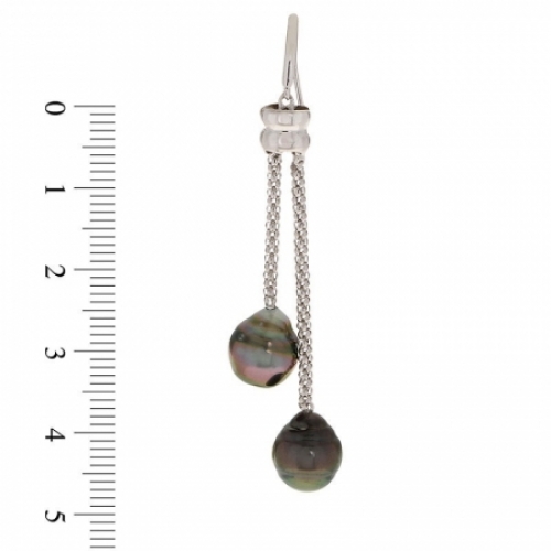 Серьги из серебра с черным жемчугом