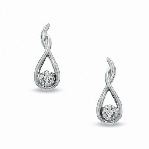 Серьги из белого золота 585 пробы с бриллиантом
