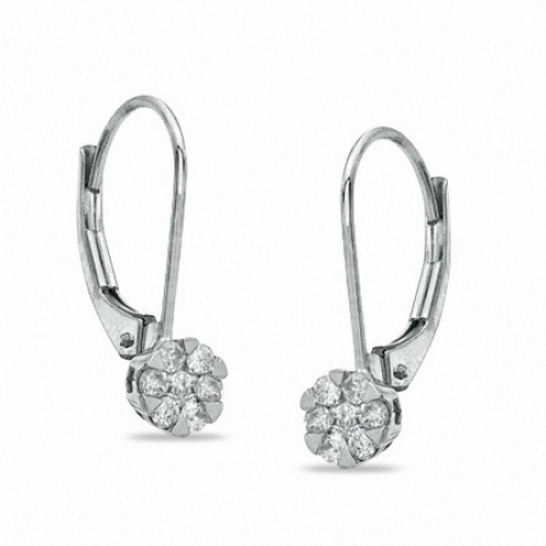 Серьги из белого золота 585 пробы с бриллиантом