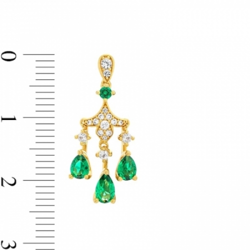 Серьги из серебра 925 пробы с изумрудом и белым сапфиром