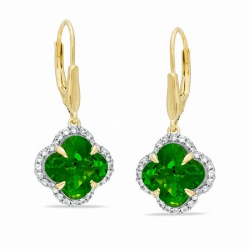 Серьги из серебра 925 пробы с перидотом и белым сапфиром