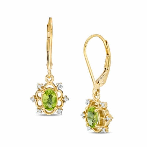 Серьги из серебра 925 пробы с перидотом и бриллиантами