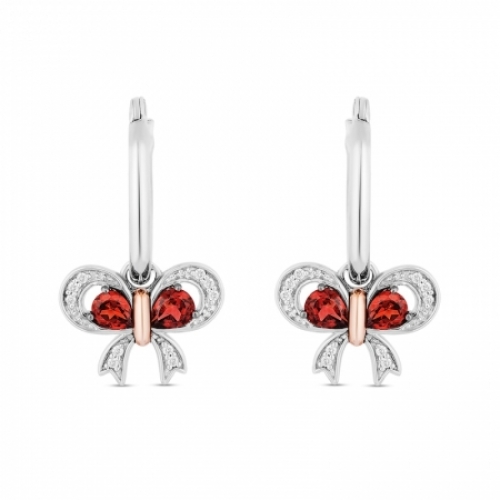 Серьги из серебра 925 пробы с гранатом и бриллиантами