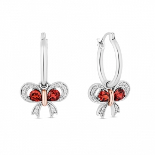 Серьги из серебра 925 пробы с гранатом и бриллиантами