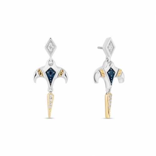 Серьги из серебра 925 пробы с сапфиром и бриллиантами