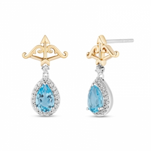 Серьги из серебра 925 пробы с топазом и бриллиантами