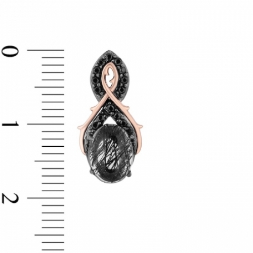 Серьги из серебра 925 пробы с кварцем и черным бриллиантом