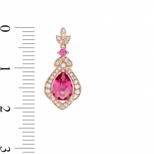 Серьги из серебра 925 пробы с рубином и белым сапфиром