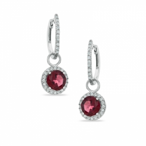 Серьги из серебра с гранатом и белым сапфиром