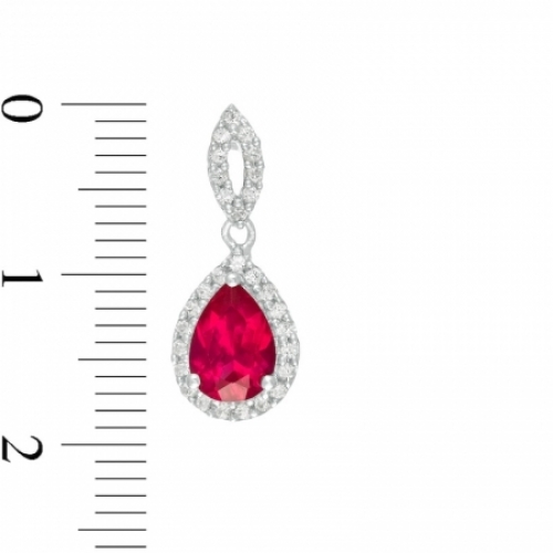 Серьги из серебра с рубином и белым сапфиром