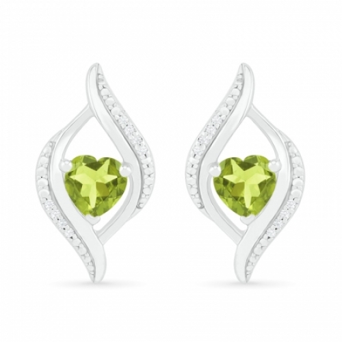 Серьги из серебра с перидотом и бриллиантами