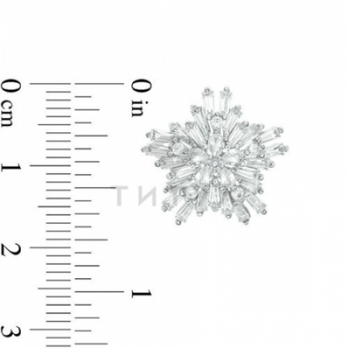 Серьги-гвоздики "Снежинка" с белыми сапфирами