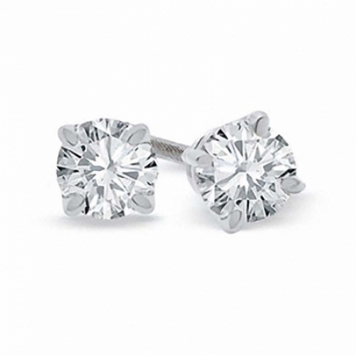 Серьги-гвоздики из белого золота 750 пробы с бриллиантом