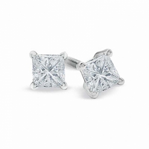 Серьги-гвоздики из белого золота 750 пробы с бриллиантом