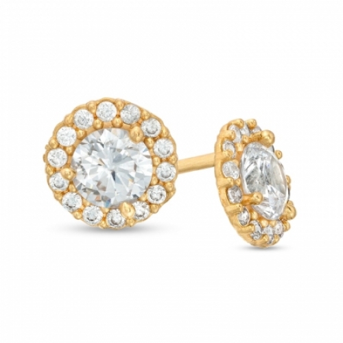 Серьги-гвоздики из желтого золота 585 пробы с Swarovski Zirconia