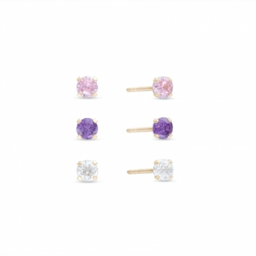 Серьги-гвоздики из желтого золота 585 пробы с Swarovski Zirconia