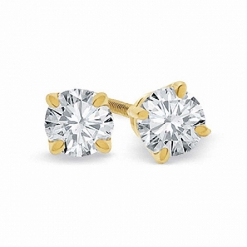 Серьги-гвоздики из желтого золота 750 пробы с бриллиантом