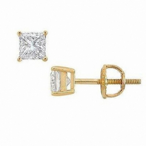 Серьги-гвоздики из желтого золота 750 пробы с бриллиантом