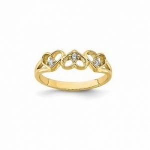 Детское кольцо "Сердце"  из желтого золота с фианитом