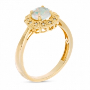 Женское кольцо из серебра 925 пробы с опалом и бриллиантами