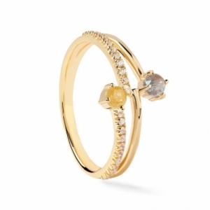 Женское кольцо из серебра 925 пробы с Swarovski Zirconia и лабрадоритом