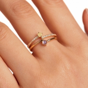Женское кольцо из серебра 925 пробы с Swarovski Zirconia и лабрадоритом