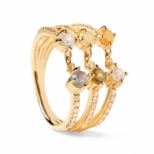 Женское кольцо из серебра 925 пробы с Swarovski Zirconia и лабрадоритом