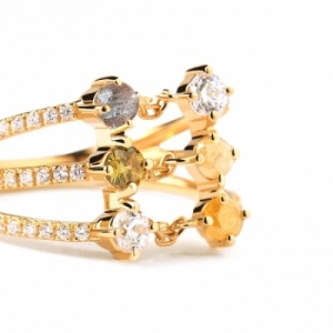 Женское кольцо из серебра 925 пробы с Swarovski Zirconia и лабрадоритом