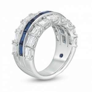 Обручальное кольцо "Путь к алтарю" с бриллиантами и сапфиром