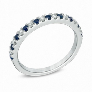 Обручальное кольцо "День и ночь" с сапфирами и бриллиантами