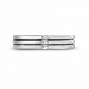 Мужское обручальное кольцо "Три амиго" с бриллиантами и сапфиром