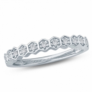 Обручальное кольцо "Медовые соты" из белого золота с бриллиантами