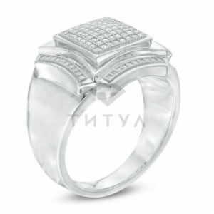Мужское кольцо из серебра с бриллиантом