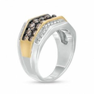 Мужское кольцо из белого золота 585 пробы с бриллиантами