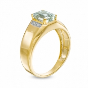 Мужское кольцо из желтого золота 585 пробы с аквамарином и бриллиантом