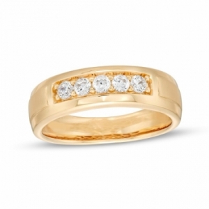 Мужское кольцо из желтого золота 585 пробы с сапфиром и бриллиантами