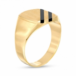 Мужское кольцо из желтого золота 585 пробы с ониксом
