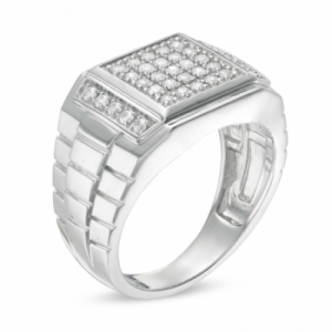 Мужское кольцо из серебра с бриллиантом