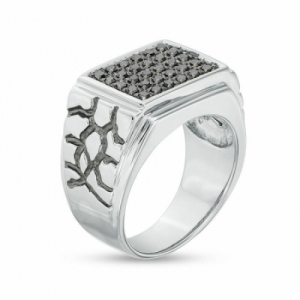 Мужское кольцо из серебра с черным бриллиантом